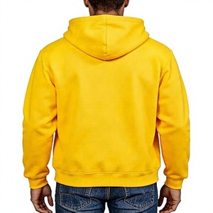 <b>Men's</b> <b>Yellow</b> <b>Hoodie</b> Pullover Sweatshirt Kangaroo Pocket Drawstring Casual Solid Top Polyester/Cotton Waterproof Windproof Loose - Product Image 2
