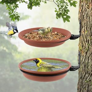 Juego de bandejas de baño para pájaros montadas en árboles, 2 uds., cuenco de alimentación para pájaros de Metal colgante para exteriores - Product Image 1