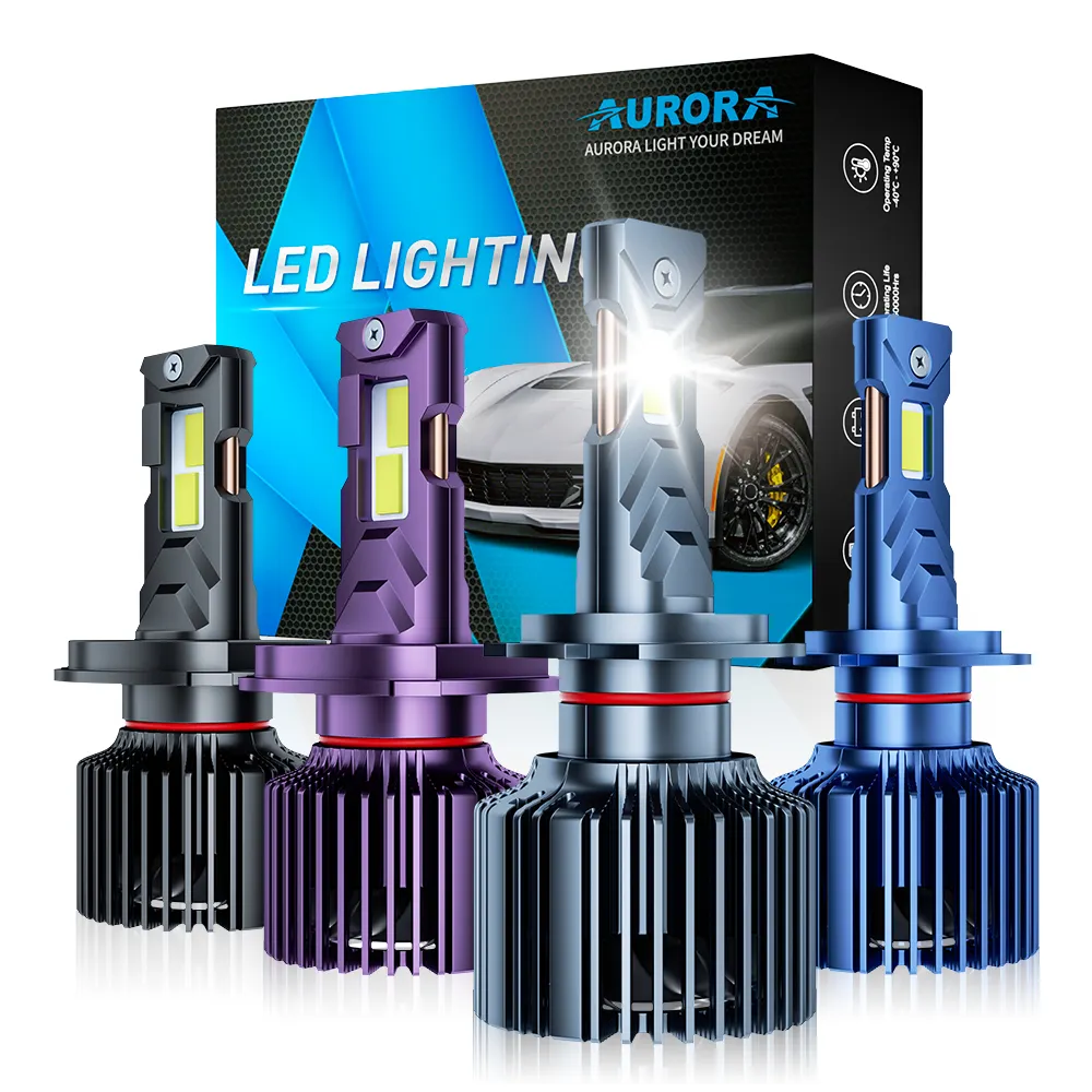 Aurora 100W h7 h1 h4 9005 levou lâmpada do farol de alta potência levou faróis lâmpada para carro