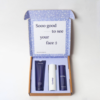 Boîte d'expédition personnalisée en carton ondulé rigide avec doublure violette gaufrée pour l'emballage de crèmes pour le visage, vente en gros de produits de beauté