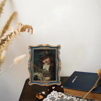 Cadre photo vintage bleu marine européen personnalisé, cadre photo mural rétro antique, vente en gros, fabriqué en Chine, en résine