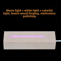 Base en bois LED veilleuse Table avec longue bande Design bricolage hêtre acrylique Rectangle Table de chevet Plug-In USB alimenté chambre utilisation