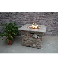 Table de feu extérieure carrée de 32 pouces en pierre artificielle, foyer au gaz, décoration de jardin, 40 000 BTU, écologique, sans fumée, avec pierres de lave