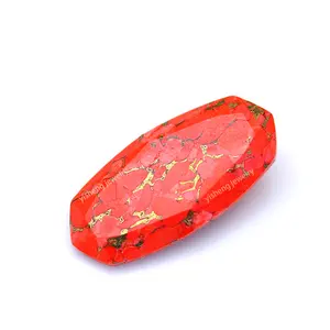 Yishengジュエリースペシャルオクタゴンファセット両面明るい赤色の新しいルーズターコイズストーンジェムストーン