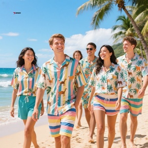 Custom Logo Summer <strong>Beach</strong> Hawaiian Satin Aloha <strong>Shirt</strong> Cotton Short Sleeve Button Down <strong>Shirt</strong> <strong>for</strong> Men <strong>Women</strong> <strong>for</strong> Work Vacation - Product Image 2