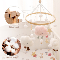 Móvil de Bebé con Diseño de Luna, Estrellas y Nubes, Móvil de Globo Aerostático de Peluche, Decoración Neutral para Cuarto de Bebé, Móvil Islámico para Cuna, Kaaba