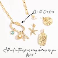 Collier en acier inoxydable couleur or 18 carats pendentif personnalisé en zircon cubique diamant plage vent étoile de mer tortue Zircon pendentif à faire soi-même