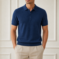 Maßgeschneidertes Herren-Poloshirt aus Wollmischung mit Kurzarm, Maschinenwäschbar, Umlegekragen, OEM ODM Quellfabrik, Private Label