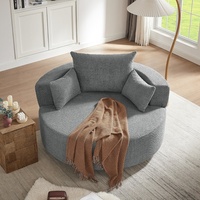 Canapé-baril d'appoint en chenille à deux places pivotant à 360° avec coussins amovibles, design américain moderne, pour appartement, hôtel, villa