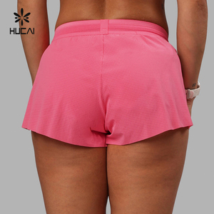 HUCAI abbigliamento sportivo personalizzato coulisse leggero e rilassato Modulare bordo attivo allenamento atletico da corsa <span class=keywords><strong>pantaloncini</strong></span> da ginnastica <span class=keywords><strong>donna</strong></span> - Product Image 2