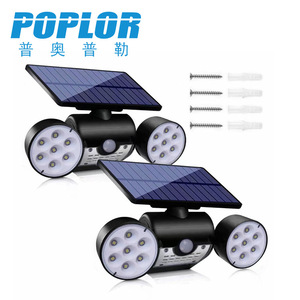 Poplor Solar Wall Lamp 15W Dual Head <b>LED</b> Outdoor <b>Light</b> <b>With</b> <b>Motion</b> <b>Sensor</b> For Garden Fence Lighting - Product Image 2