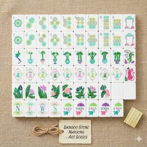 Mahjong artisanal aux tons vert doux et crème, idéal pour les salons de <span class=keywords><strong>thé</strong></span> et les espaces de détente. - Product Image 2