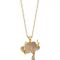 Collier Nuages Éclatants au Design Créatif, Chaîne de Clavicule de Luxe de Niche avec Micro-Serti de Zircons Blancs en Forme de Nuage et Goutte d'Eau
