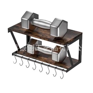Wooden Wall Mounted Storage <b>Shelf</b> 2 Tier With <b>Hooks</b> For Bedroom Living Room Decoration - Product Image 1