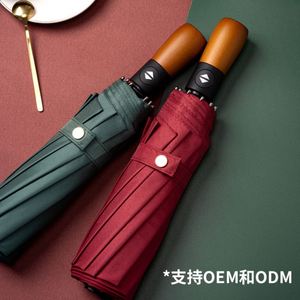 Paraguas Plegable Grande de Doble Uso para Hombre, con Mango de Madera, Estilo Caballero, Automático, Resistente al Viento - Product Image 2