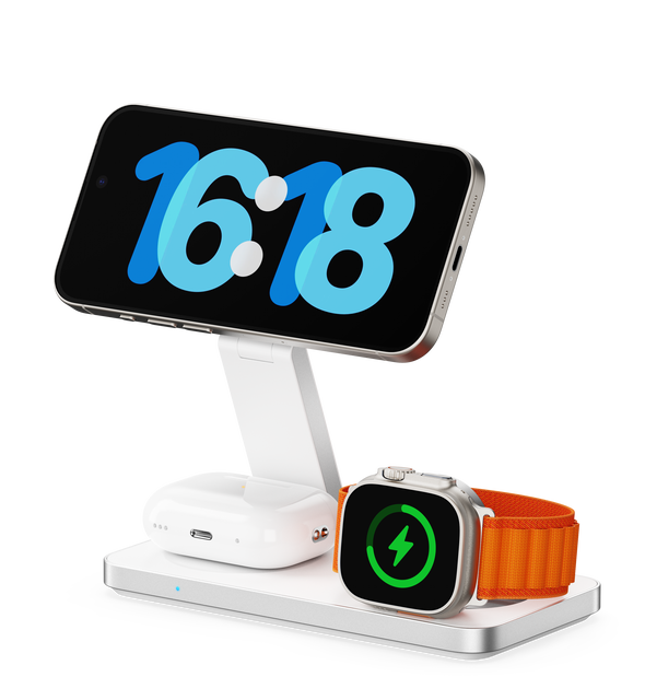 2025 New Foldable 3-in-1 Wireless Charger 15W Magnetic Charging Station Phone Earphone Smartwatch QI2 1 Stand for iPhone Samsung