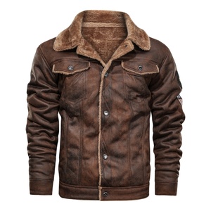 Chaqueta de Cuero Vintage con Forro de Piel Sintética para Hombre, Chaqueta Casual con Cierre - Product Image 1