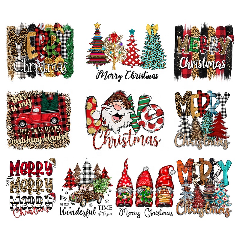 2022 New Design Christmas Transfer Printing for T-Shirt Heat Press Transfer Iron on Transfer for Clothes