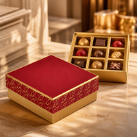 Boîte à chocolat de luxe en carton rouge et or, boîte de présentation, matériaux recyclés, 9 compartiments, emballage pour la Saint-Valentin, couvercle amovible