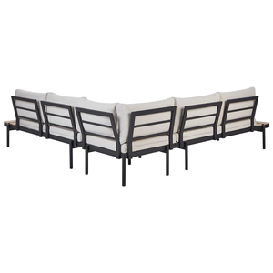 AJUNION Mobilier en aluminium <span class=keywords><strong>Canapé</strong></span> sectionnel en forme <span class=keywords><strong>de</strong></span> L Ensemble <span class=keywords><strong>de</strong></span> <span class=keywords><strong>jardin</strong></span> à cadre KD 4 pièces Mobilier d'extérieur en bois Ensemble <span class=keywords><strong>de</strong></span> salon <span class=keywords><strong>de</strong></span> <span class=keywords><strong>canapé</strong></span> d'angle - Product Image 2