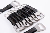 Mini décapsuleurs plats à lame noire gravée par sublimation, en acier inoxydable vierge, pour bar, décapsuleurs de bière, porte-clés avec anneau en acier