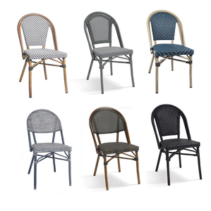 Juego de Comedor de Bambú para Restaurante al Aire Libre, Sillas de Bistró con Marco de Aluminio Francés, Ratán, para Uso en Sótanos y Patios - Product Image 4