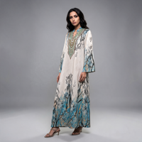 Robe longue ample et élégante en jacquard turc imprimé, respirante, style vintage, à manches longues, pour soirée musulmane, Abaya de fête 2026