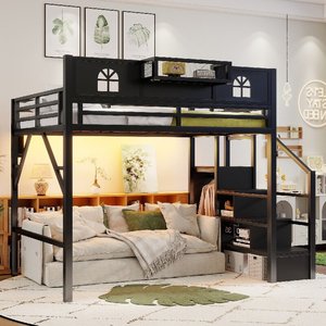 <span class=keywords><strong>Lit</strong></span> <span class=keywords><strong>mezzanine</strong></span> pleine taille avec escalier, cadre de <span class=keywords><strong>lit</strong></span> <span class=keywords><strong>mezzanine</strong></span> surélevé avec barrières de sécurité hautes et en forme de maison et <span class=keywords><strong>armoire</strong></span> pour dortoir, ODM/OEM - Product Image 1