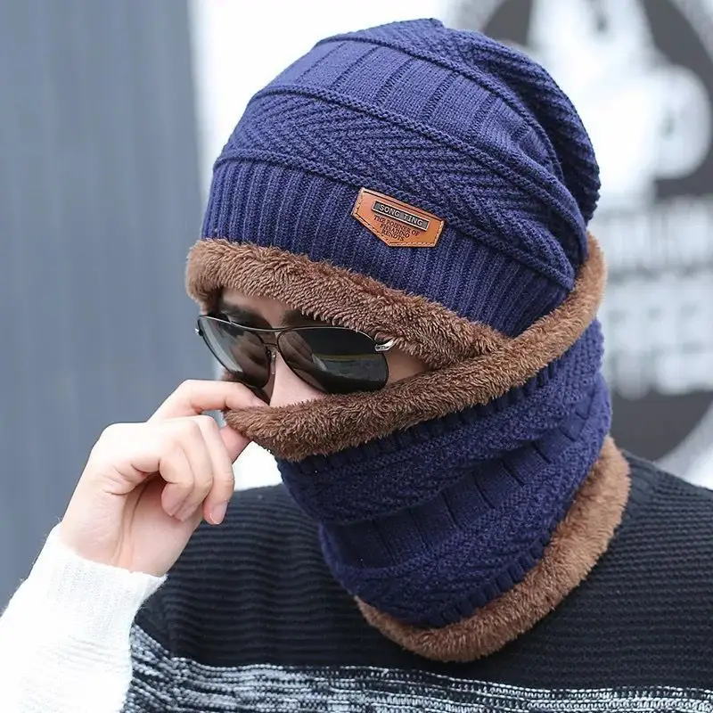 Soft Thicken Winter Wool Knit Hat Custom Luxury Warm Wool Warm Men Cashmere Hat Neck Warm Winter Kitted Ski Beanie Hats