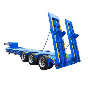Semirremolque de plataforma baja de 3 ejes de acero de alta resistencia con rampa hidráulica para transporte de equipo pesado, ¡el más vendido! - Product Image 4
