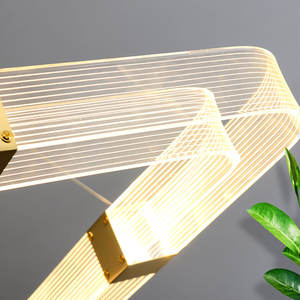 Zeal Lighting Adjustable Height Nordic Geometric <b>Chandelier</b> Gold Acrylic Pendant Lights for Home Hotel Restaurant - Product Image 5