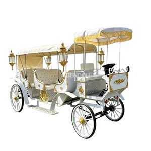 Carruaje Eléctrico de Lujo Blanco y Dorado con Toldo para Bodas, Turismo y Transporte de Turistas - Product Image 3