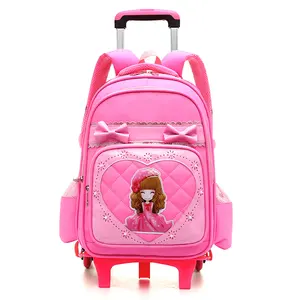 Heißer Verkauf 3d Cartoon Kinder taschen Schul rucksack mit Rädern Färbung Passen Sie Packs Rolling Kids Wheeled Backpacks Trolley an