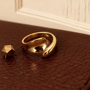 Geometric Gold <b>Ring</b> For Women Irregular Design <b>Titanium</b> Steel Index Finger Stackable Jewelry Gift - Product Image 5