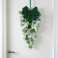 Weihnachtliche beflockte Kieferngirlande, wiederverwendbare Türdekoration für Haustür, Treppe, Feiertagsornament