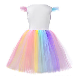Robe d'été pour enfants Robe d'anniversaire rose Offre Spéciale Dentelle Tulle Licorne Costume <span class=keywords><strong>de</strong></span> fête arc-en-ciel avec <span class=keywords><strong>bandeau</strong></span> - Product Image 4