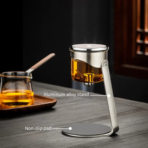Service à thé innovant en verre à libération magnétique de l'eau, théière à séparation thé-eau à coupure instantanée, pot <span class=keywords><strong>infuseur</strong></span> à thé en gros - Product Image 4