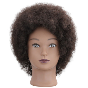 Maniquí <span class=keywords><strong>de</strong></span> Entrenamiento para Cosmetología, Cabello Humano 100%, Ondulado, Afroamericano, para Prácticas <span class=keywords><strong>de</strong></span> Salón, Peluquería, Trenzado y Peinado Afro - Product Image 1