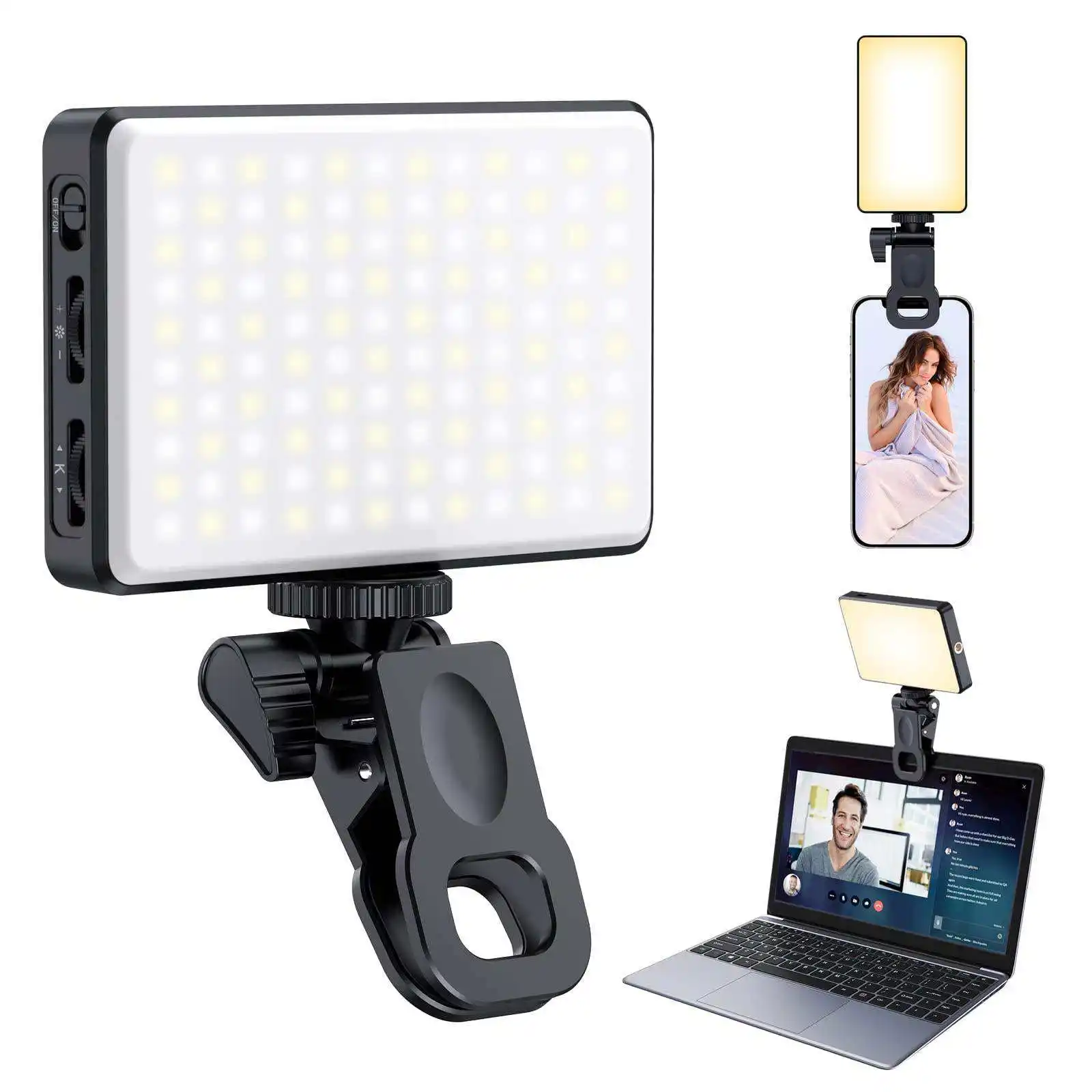 120 LEDs Phone Light, Selfie Light, Rechargeable Clip Video Light for Phone Selfie TikTok Live