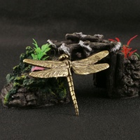 Laiton insecte libellule statue simulation libellule jouet maison pendule laiton fonte ornement