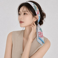 Foulard en Soie de Mûrier 100% pour Femme, 6x125cm, Nouveau Style, Imprimé Bleu Clair Antique, Accessoire de Mode pour Cheveux, Cou ou Sac