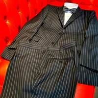 Costume sur mesure bleu marine à rayures blanches, simple boutonnage, style italien, en laine/polyester, coupe ajustée, pour homme, idéal pour affaires et mariages