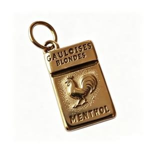 Gauloises Blondes - Etiqueta de recuerdo rectangular de latón chapado en oro con grabado de gallo y mentol - Product Image 4