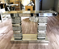 Table de Console miroir en diamant écrasé, meuble d'usine, de salon, meubles de maison et d'hôtel, en verre + Mdf, miroir + MDF, 5 Mm
