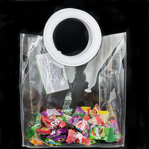Bolsa de mano de PVC transparente personalizada-Organizador de embalaje de regalo de dulces, bolsas de almacenamiento de cosméticos reutilizables - Product Image 1