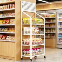 Étagère de rangement mobile sur pied à plusieurs niveaux pour snacks, chariot de présentation de snacks pour magasins de proximité, vente en gros