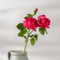 Lot de 3 têtes de roses artificielles Lyon, toucher réel, faites à la main, écologiques, pour arrangements floraux DIY, Fête des Mères, Pâques
