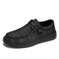 Sepatu Loafer Pria DA Greatshoes Baru, Sepatu Kasual Hitam Model Loafer Rendah, Sepatu Kasual Ringan Bahan Kanvas