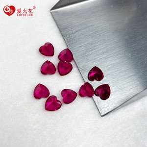 أحجار الياقوت في المخزون بسعر الجملة 3A قطع قلب الياقوت الاصطناعية 5 # أحمر - Product Image 4