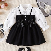 Robe chemisier à nœud papillon pour bébés filles de 0 à 3 ans, printemps et automne